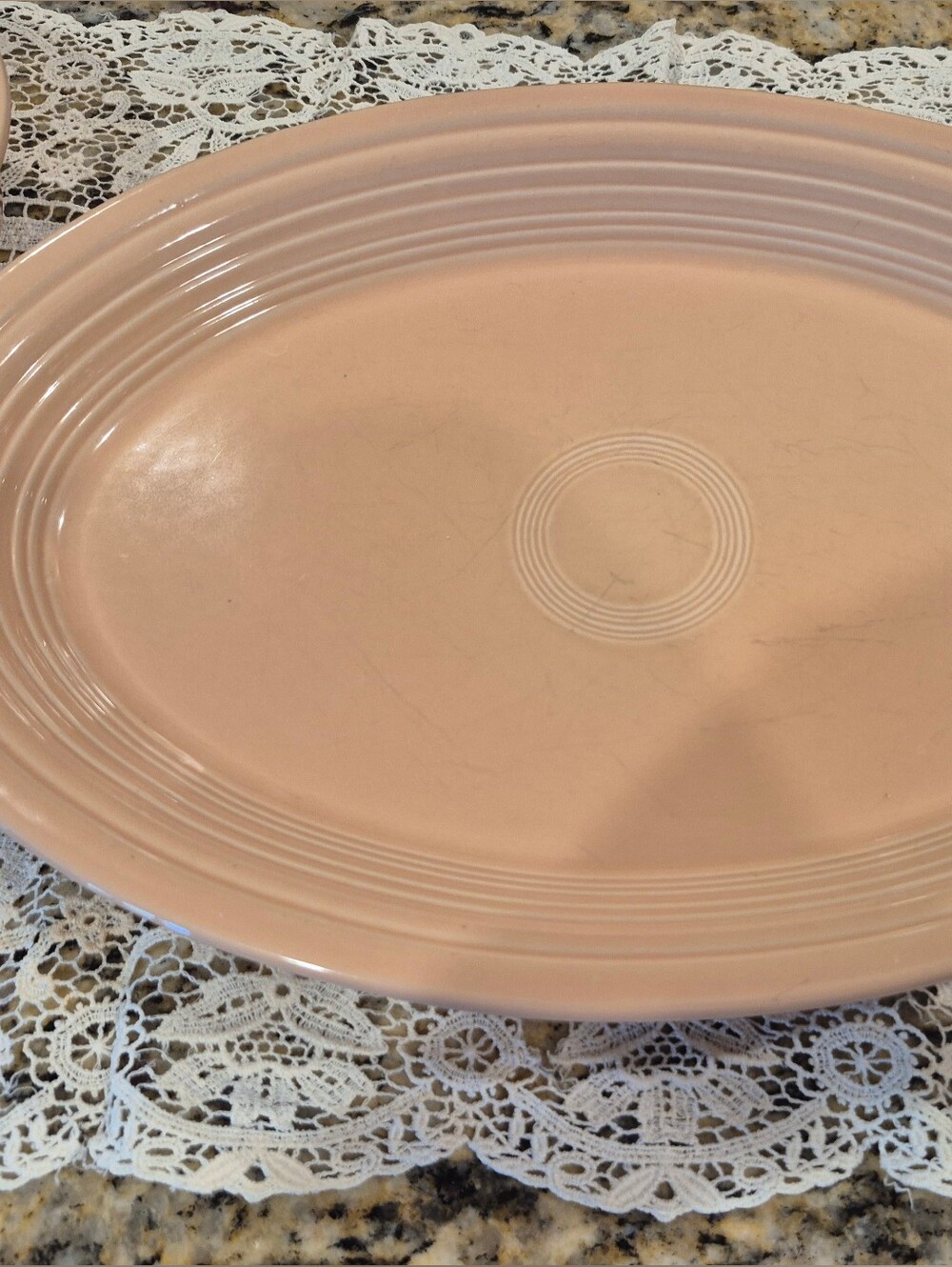Vintage Fieataware Peach Ceramic Serving Platter - Elegant Home Dining Platter